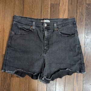 Signature Levi Strauss Heritage High Rise‎ Shorts Faded Black Raw Hem Size 10
